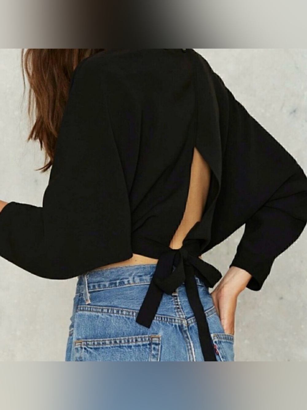 Farrow Black Open Back Crop Top - L